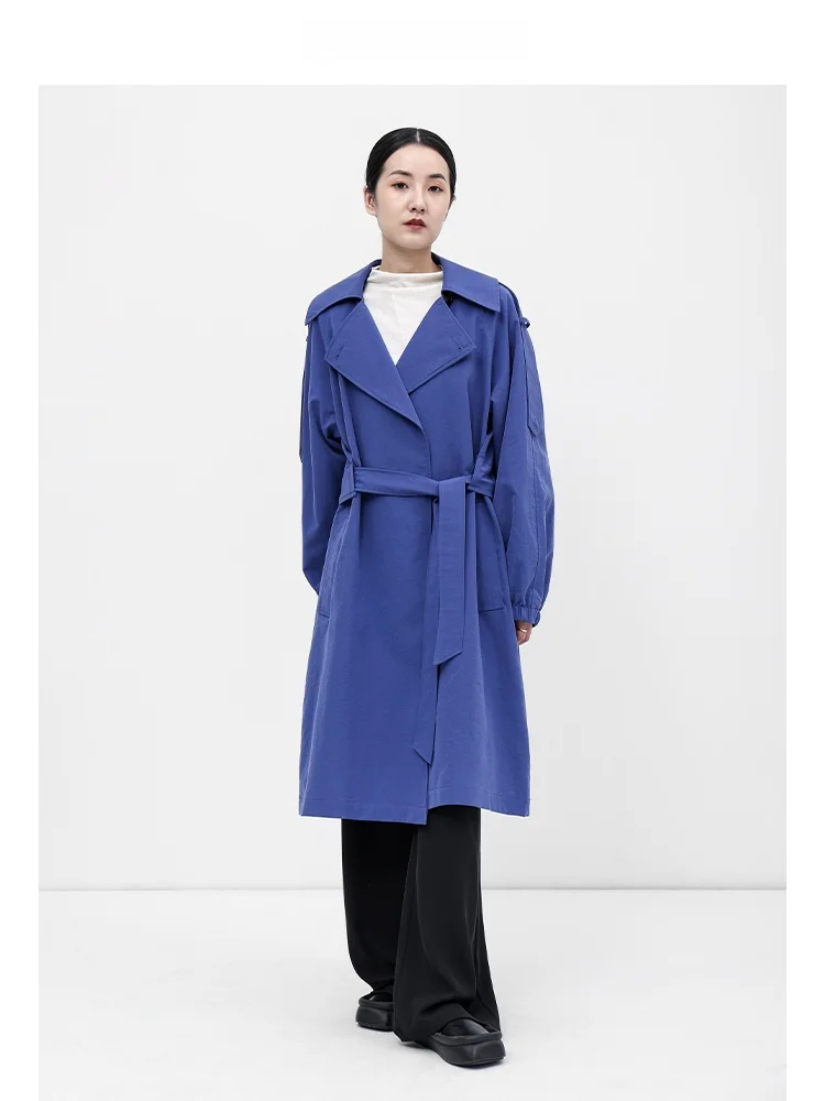 

Original Design Long Autumn Style Women's Casual Korean Fashion Long Coat Windbreaker Polyester Fabric Pure Color Commute