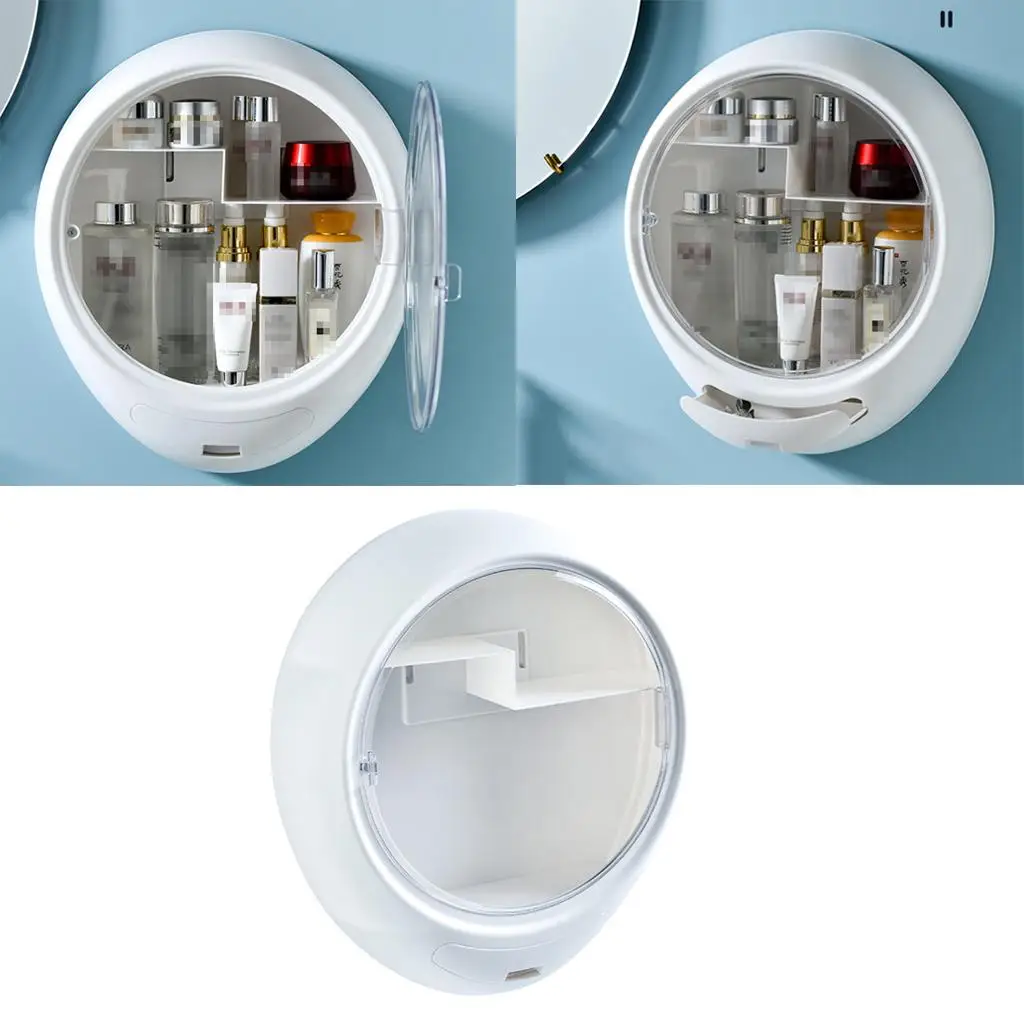 Wall Mounted Makeup Cosmetic Storage Box Cabinets Organizer NO DRILLING