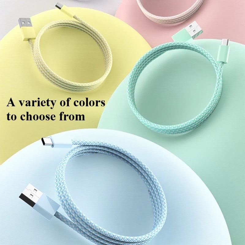 Câble de données de charge rapide tressé Usb vers type-c couleur adapté pour IPhone 16 Samsung Xiaomi câble de charge rapide Usb