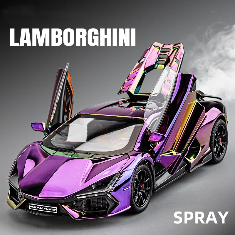 

1:24 Lamborghini Revuelto With Spray Alloy Model Car Toy Diecasts Casting Sound and Light Car Toys For Children Vehicle