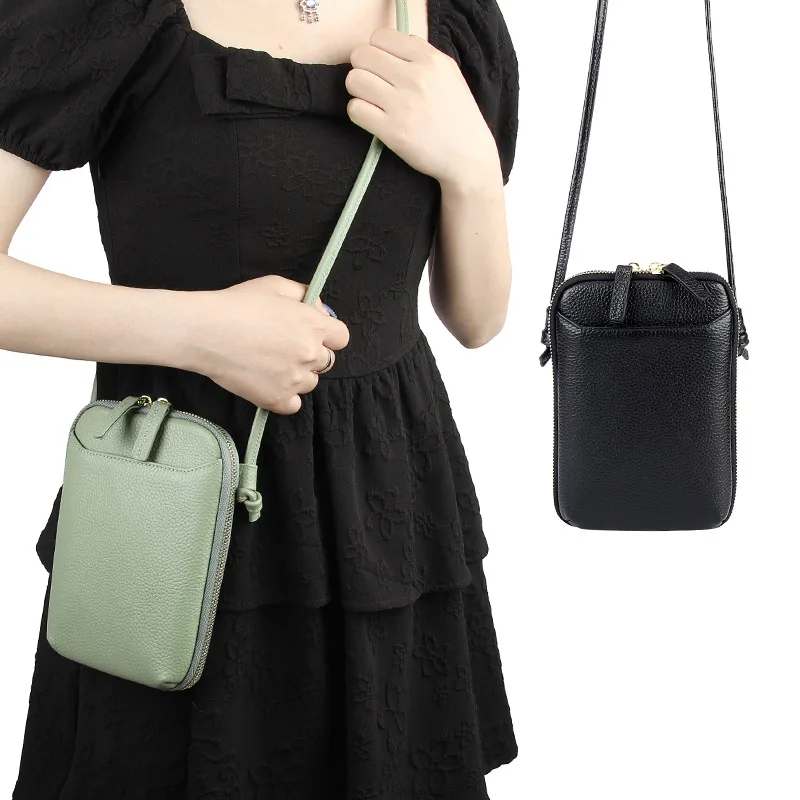 Mini bolsa de couro genuíno para celular tiracolo feminina, bolsa de ombro minimalista e moderna, designer de Harajuku, nova