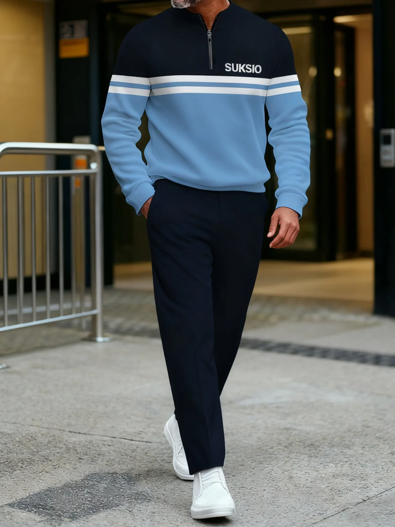 Conjunto de 2 piezas, conjunto deportivo de manga larga y pantalones largos a la moda para hombres europeos y americanos