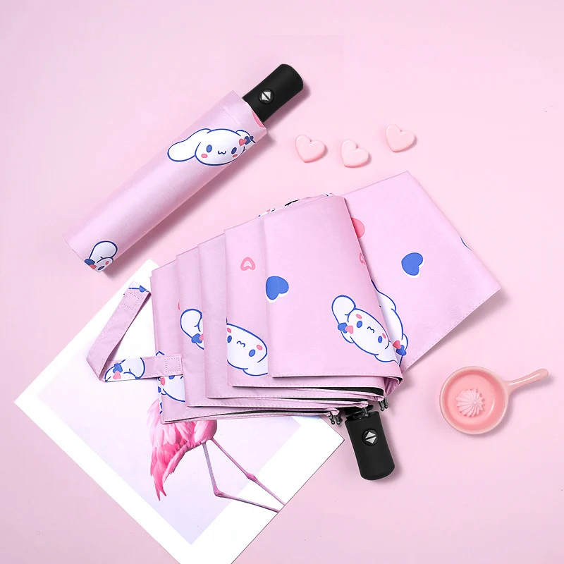 Kawaii Sanrio Cinnamoroll Automatic Folding Umbrella Cartoon Portable Sunshade Sun Protection Girl Go Out Festival Gift