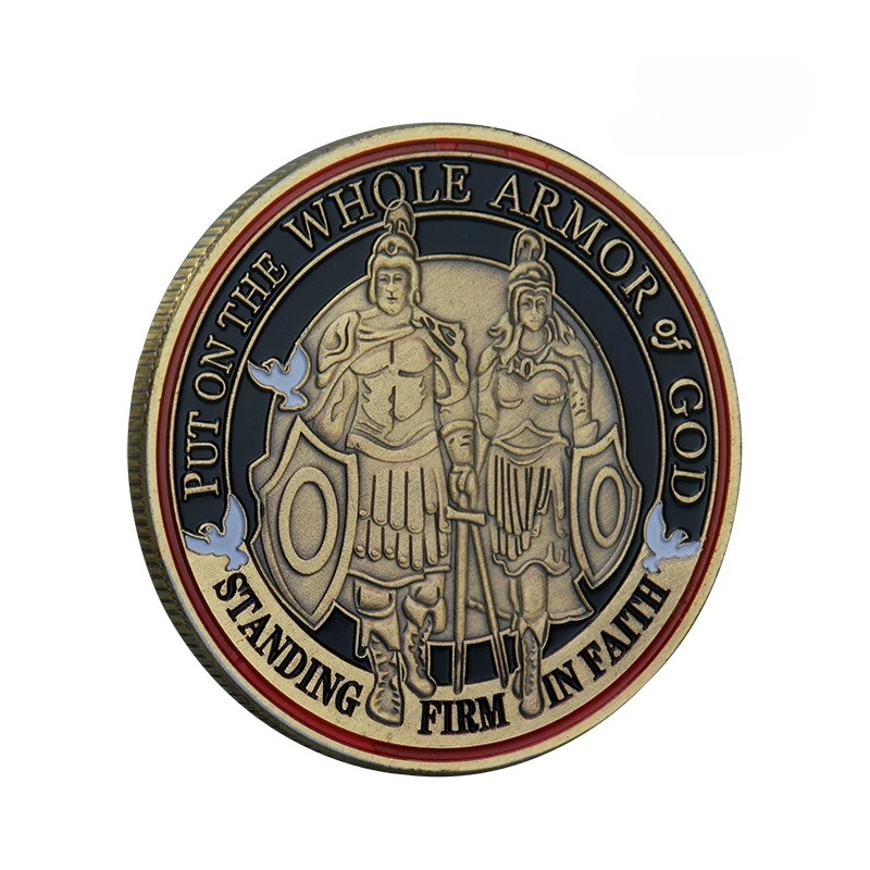 وضع على الدرع الكامل للهدايا التذكارية للآله، عملة تذكارية مسيحية مطلية بالبرونز #4