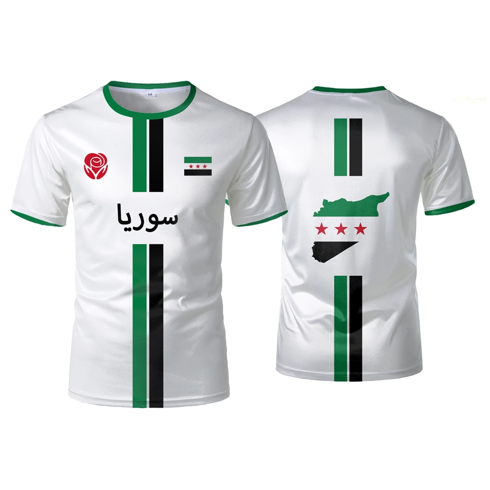 Syrian Flag Football Jerseys Men's Sports T-shirts Syrian National Emblem Pattern Printed Street Loose Tops Unisex Casual Tees