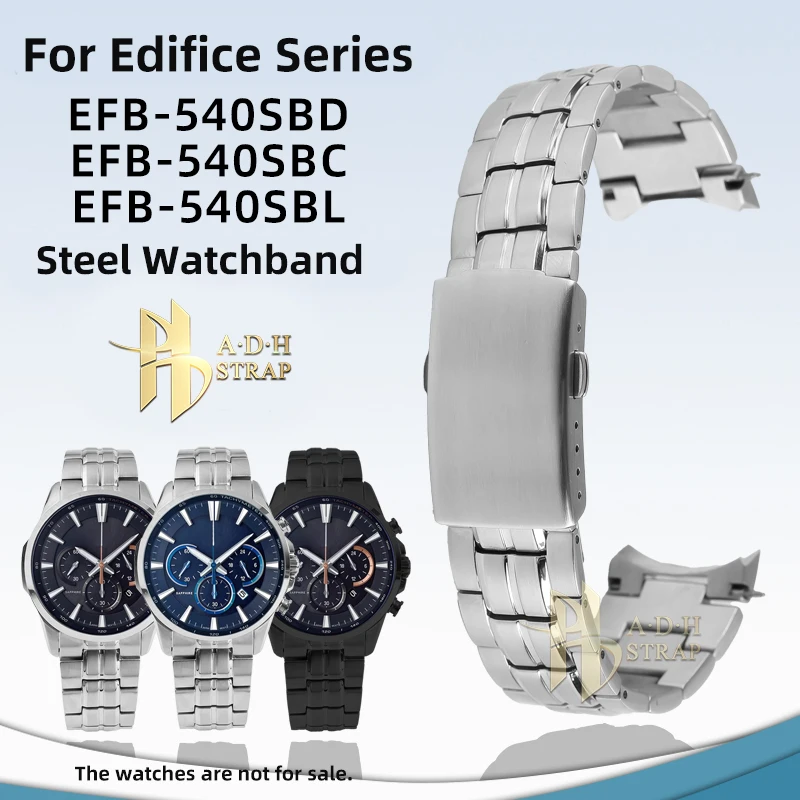 

For Casio EDIFICE EFB-540 Men's Business Stainless Steel Watch with 22mm Curved Bracelet Waterproof Watchband 22MM