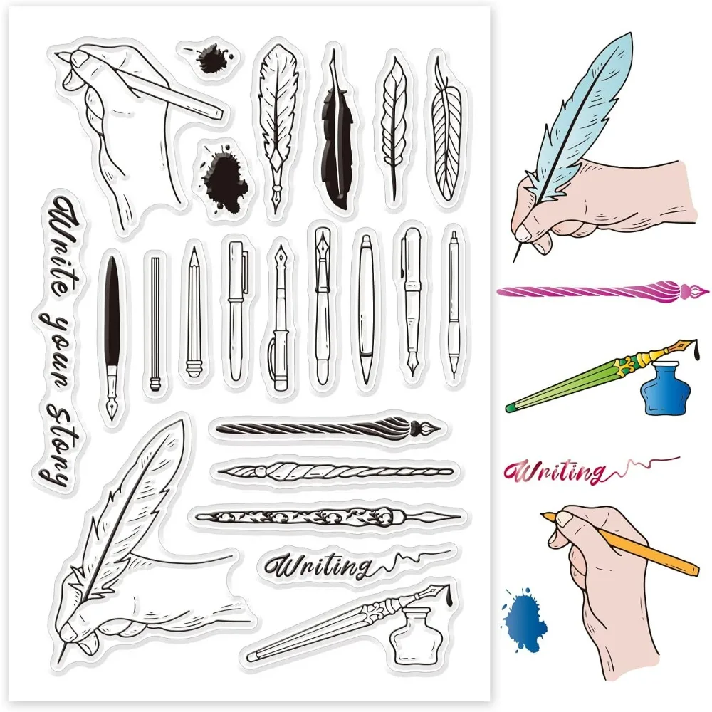 Variety of Pens Clear Stamps Transparent Silicone Stamp Seal for Card Making Decoration and DIY Scrapbooking