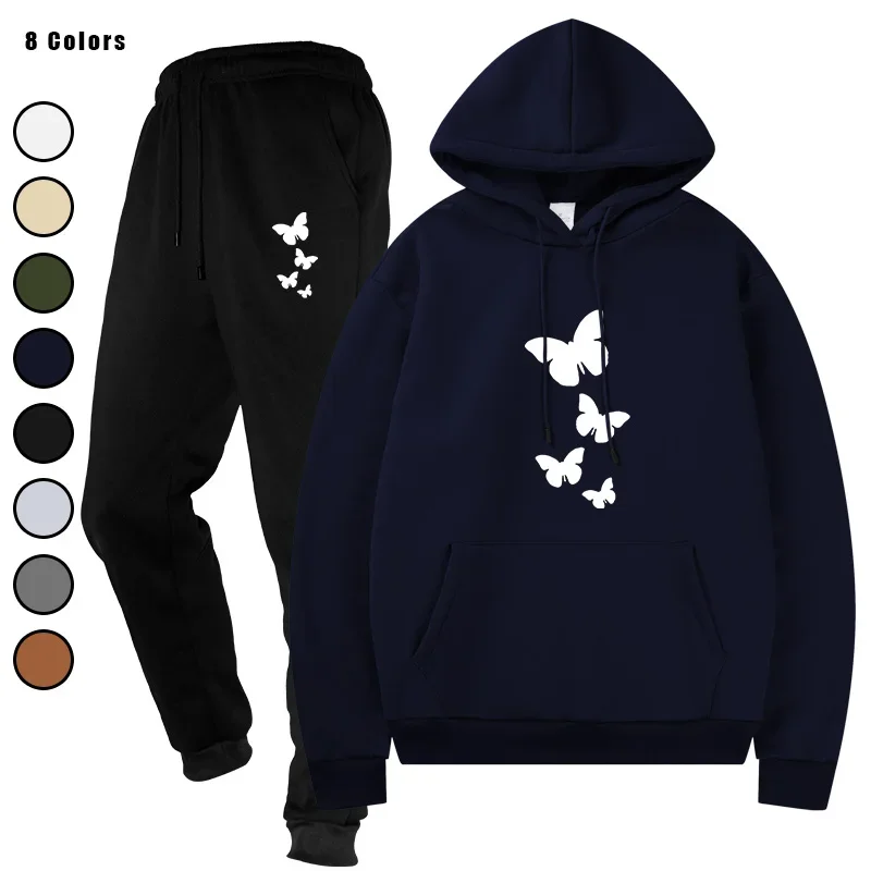 

Men's Autumn Winter Printed Outdoor Casual Hoodies Sweatpants Tracksuit Daily Sporty Jogger Suits Comfort Warm Home Outfits