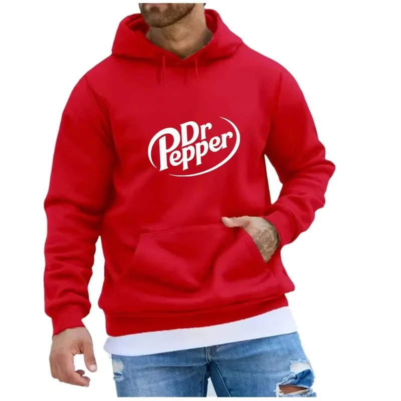 Herbst Warme Dr Pepper Brief Gedruckt Hoodies Straße Männer Mode Fleece Sweatshirts Casual Unisex Pullover Tops