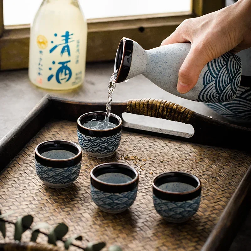 Japanese Sake Set Ceramic Bar Sets(Bottle and Cup)Household Wine Separator Baijiu Cups Restaurant Wine Appliance Relocation Gift