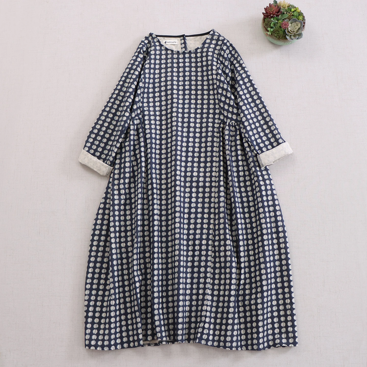 Robe japonaise en coton et lin pour fille Mori, Vintage, imprimé à pois, col rond, manches longues, décontractée, ample, mi-longue, nouvelle collection automne