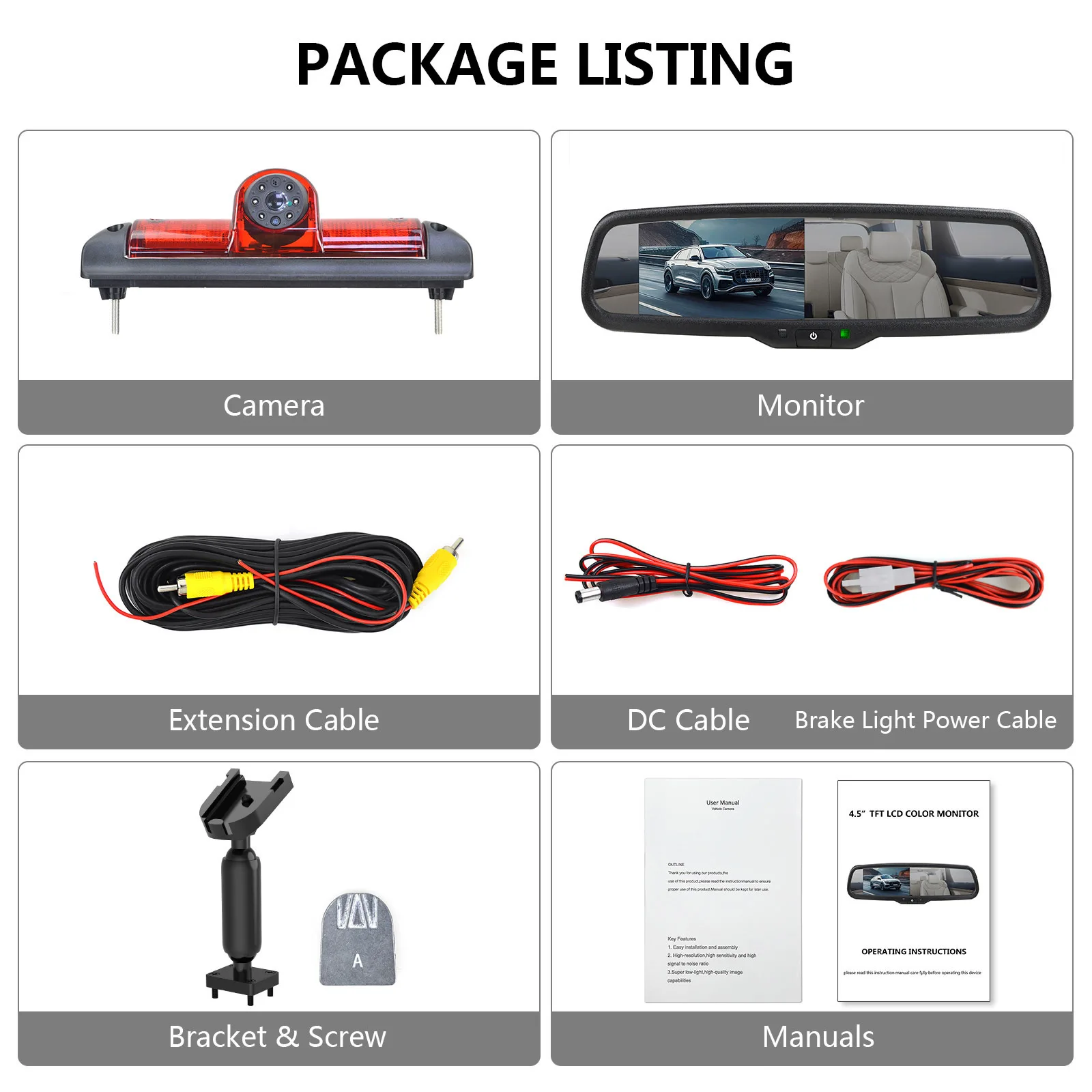 

170 Degree Car Rear View Camera Brake Light 4.3 Inch Monitor for FIAT Ducato CITROEN Jumper PEUGEOT Boxer 2006-2015