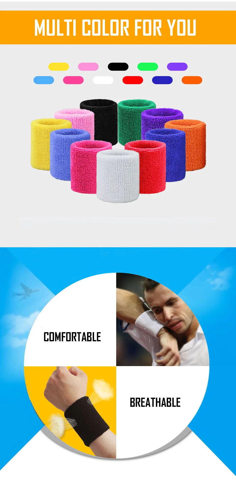 AOLIKES 1 Paar Handtuch Sportarmbänder Tennis Schweißbänder Handgelenkschutz für Basketball Volleyball Padel Fitness Schweißbänder Wrap – Detail 4