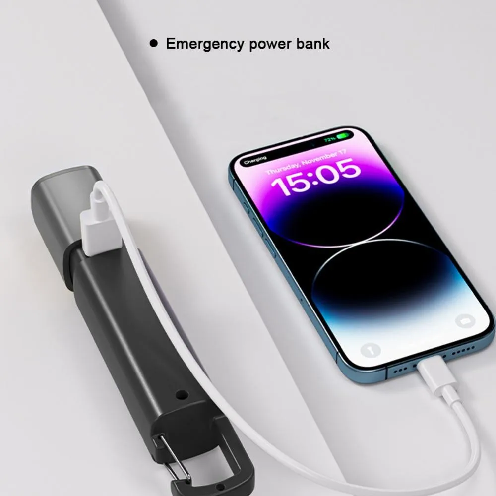 Portable Multi-Function Telescopic Flashlight With Hook for Outdoor Camping Light 1200mAh Flashlight with Power Bank Function