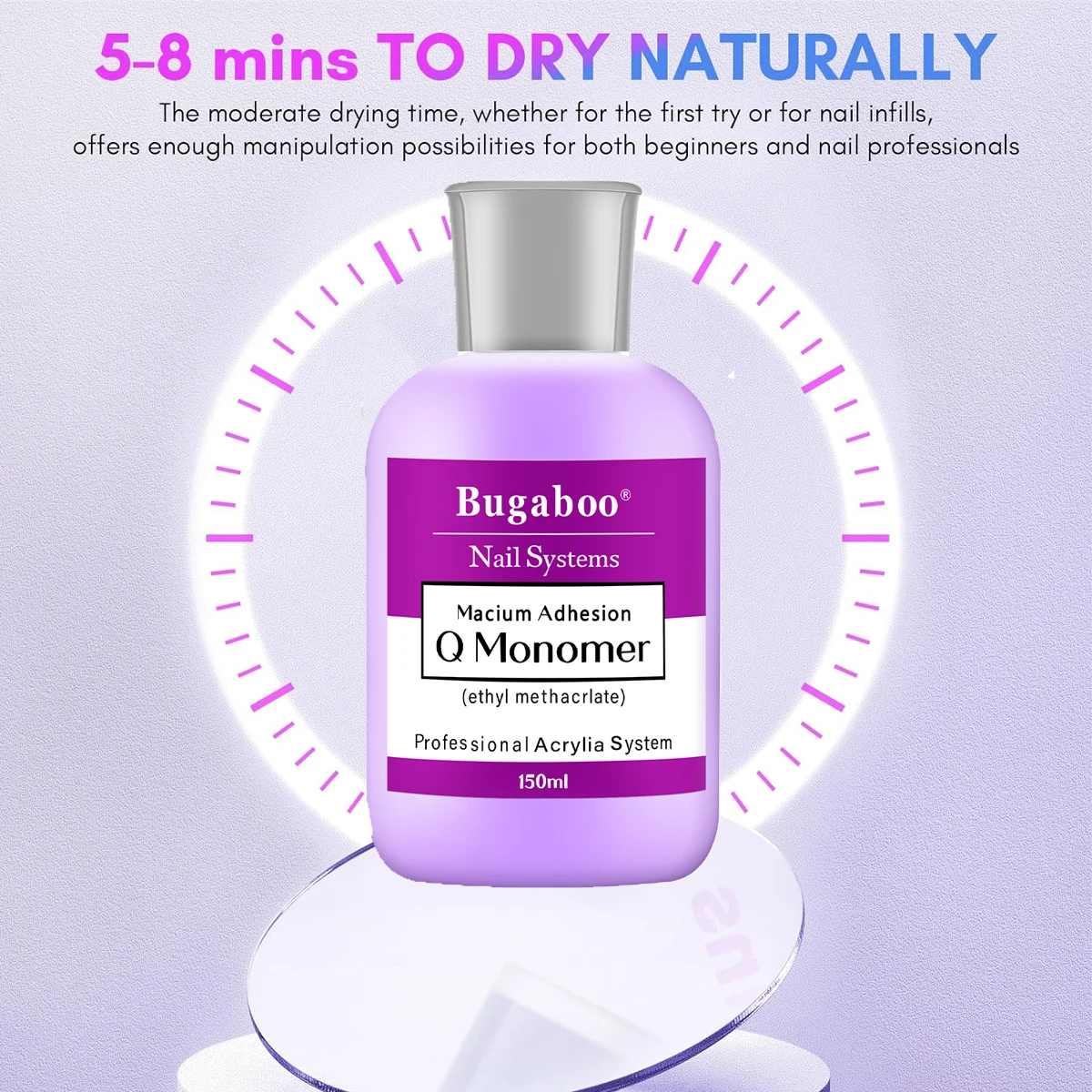 5OZ EMA Acryl-Flüssigkeit, Monomer, 150/120/75/40 ml, schnell trocknende Nagel-Acryl-Kristallflüssigkeit für Nagelkunst-Verlängerung, Schnitzpulver-Werkzeuge – Detail 2
