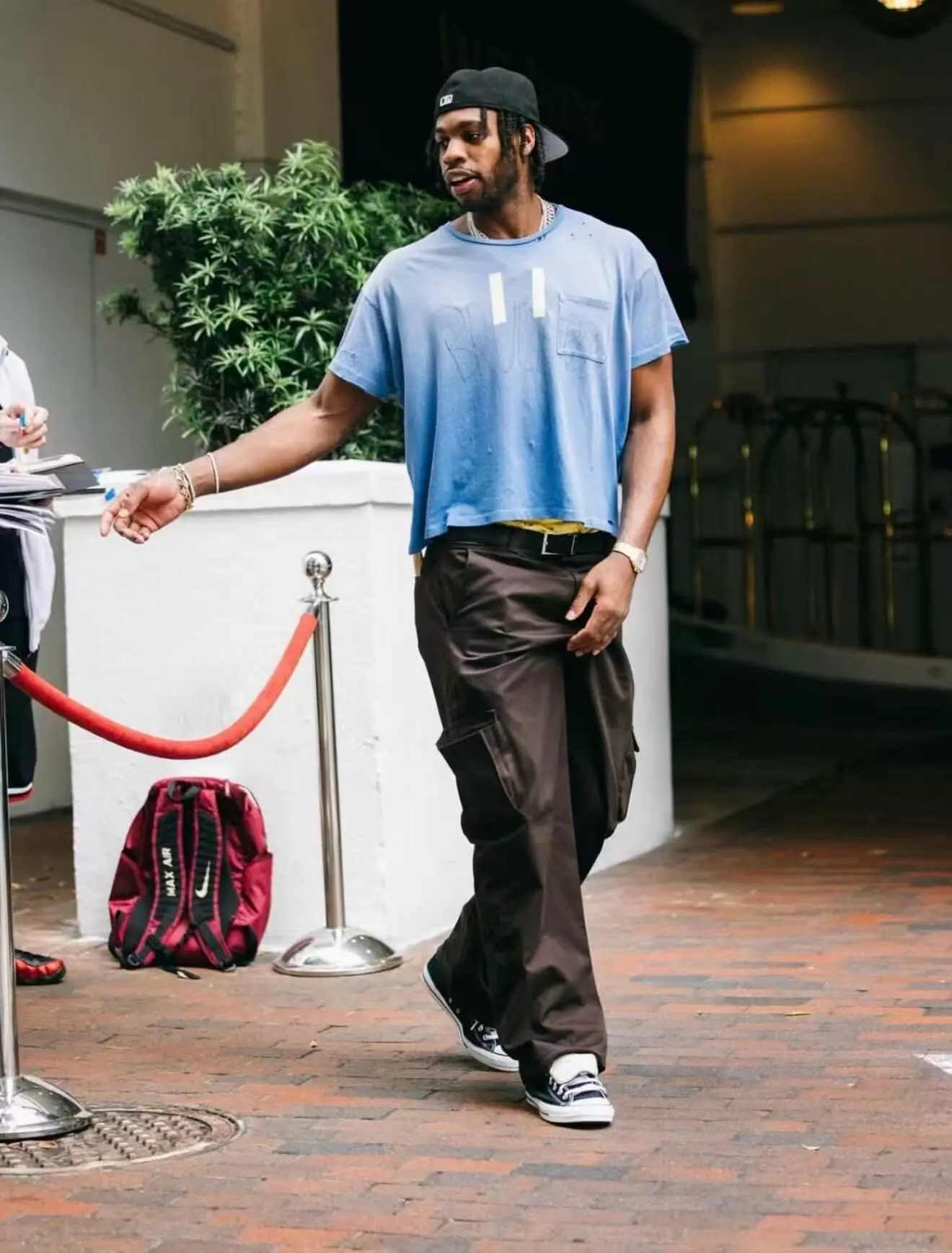 Paly Hollywood Blues Pocket Letter Short Sleeve High Street Short Wide T-Shirt