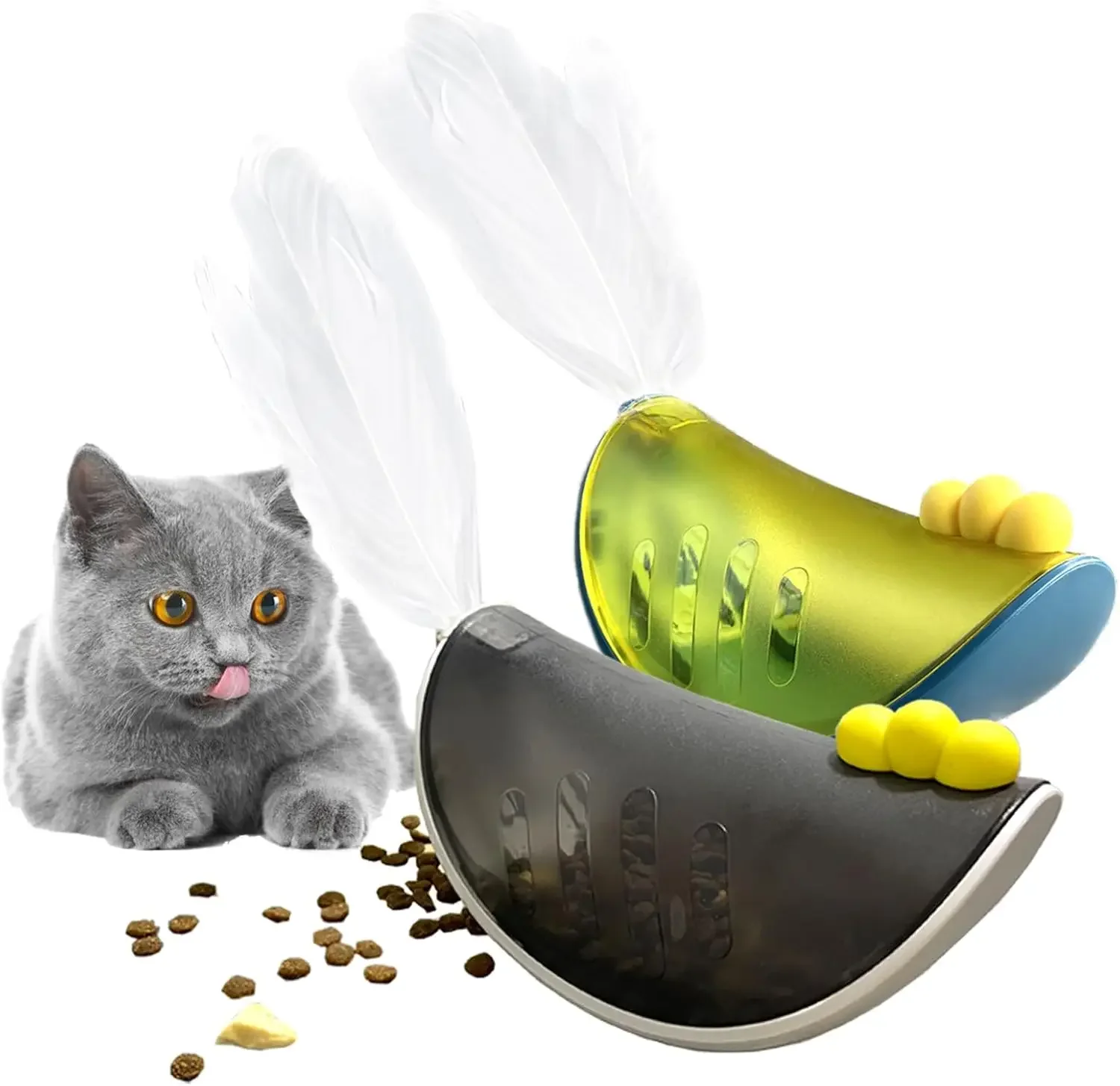 Pet Cat Fun Feeding Toys Dog Tumbler Feeder Puppy Kitten Shaking Leakage Food Ball Container Exercise Training Feather Toys