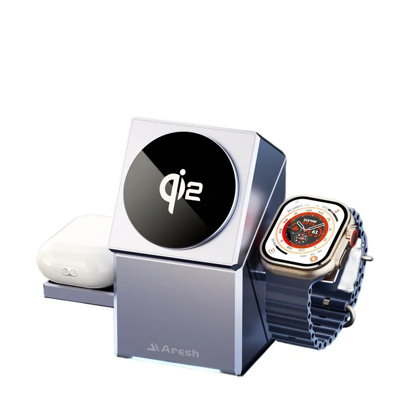 

*3-in-1 wireless charger, mobile phone i5 magnetic fast charging, watch holder iwatch base, earphones.