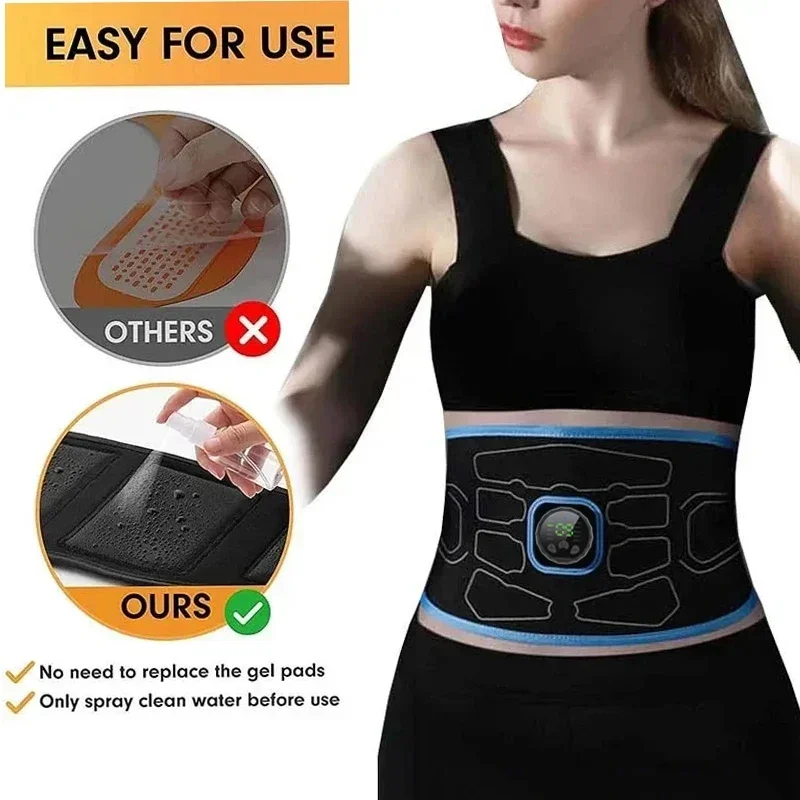 Abdominal Toning Belt Electric Muscle Stimulation Muscle Toner Waist Trainer Slimming Belts Fitness Workout Equiment