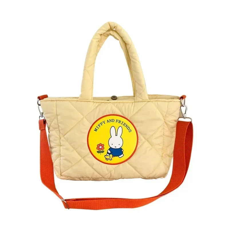 Pacote Crossbody Acolchoado Miffy para Mulher, Ombro Único Portátil, Adorável Desenho Kawaii, Edição Genuína, Novo, Outono, Inverno