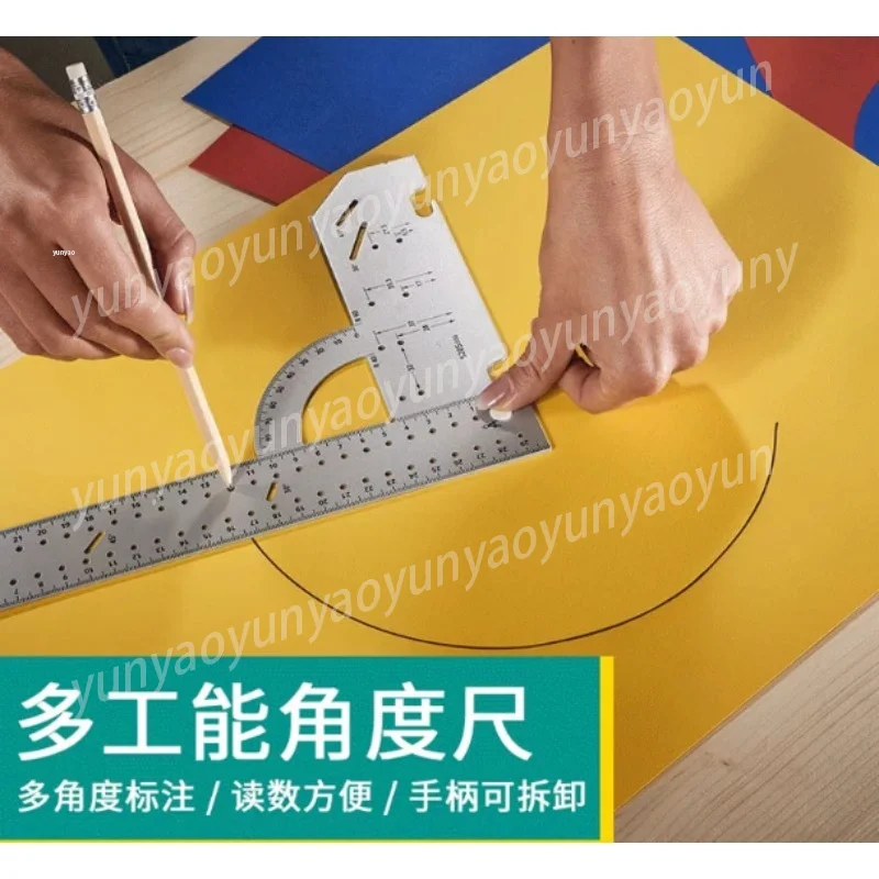 Square Ruler 90 Degree Multi-functional Woodworking Ruler High Precision Universal Ruler Hole Ruler