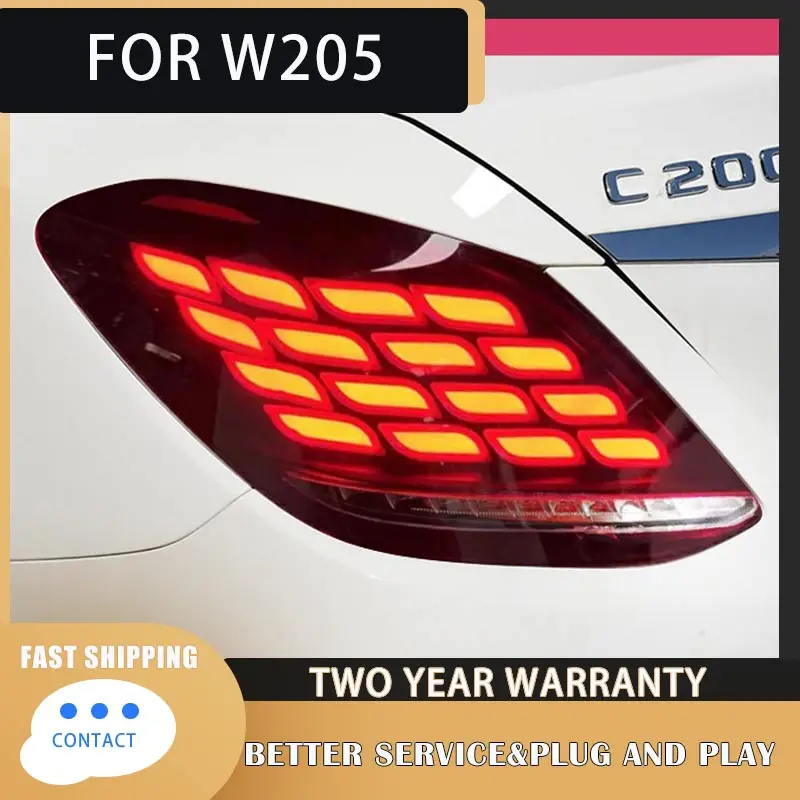 Car Accessories for Mercedes W205 Tail Light 2014-2021 Benz C180 C200 C300 Taillight DRL+Brake+Turn Signal+Reversing+Fog