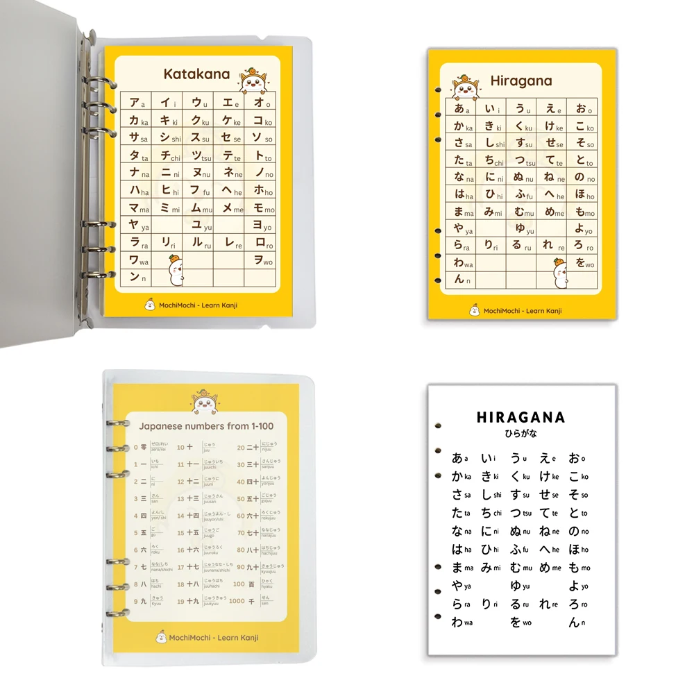 A5 Spiral Notebook Note Book Anime Japanese Hiragana Katakana Chart Alphabet Character Letters Tabelle Funky Books Diary Planner