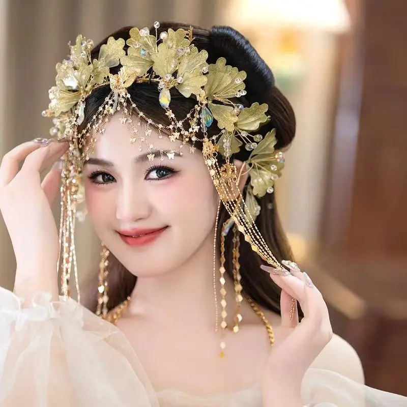 Fresh Green Bridal Headdress Mermaid Princess Exotic Style  Butterfly  Flower Designs Forehead Decoration Hair Accessories