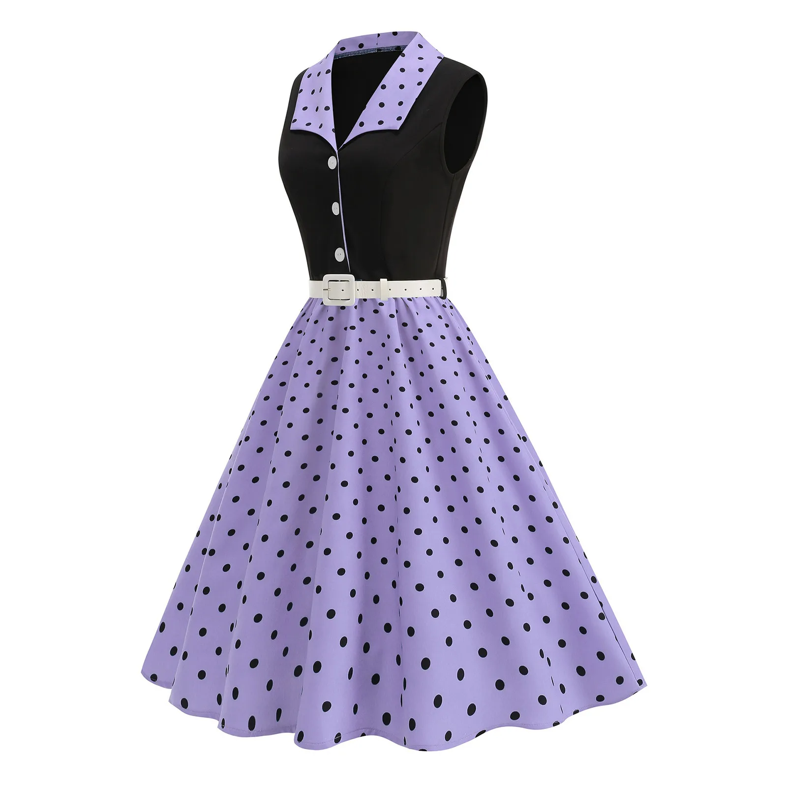 レディース 1950年代 レトロ ヴィンテージ スイングドレス 水玉模様 レトロドレス Aライン フラッパー ドレス 特別な機会 カクテル プロム パーティー ガウン