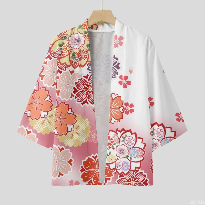 

Cross Border New Casual Kimono Cherry Blossom Festival Shawl Festival 3D Printing Student Fresh Cloak Loose Cardigan