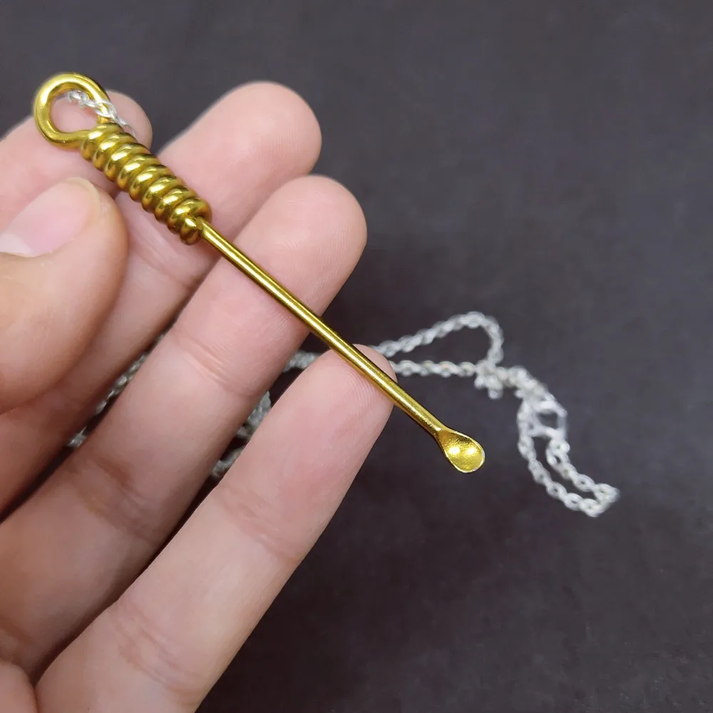 Brass metal necklace Mini spoon pendant Mini Clean tool pendant  Necklace Gift Copper Unisex Jewelry Accessories