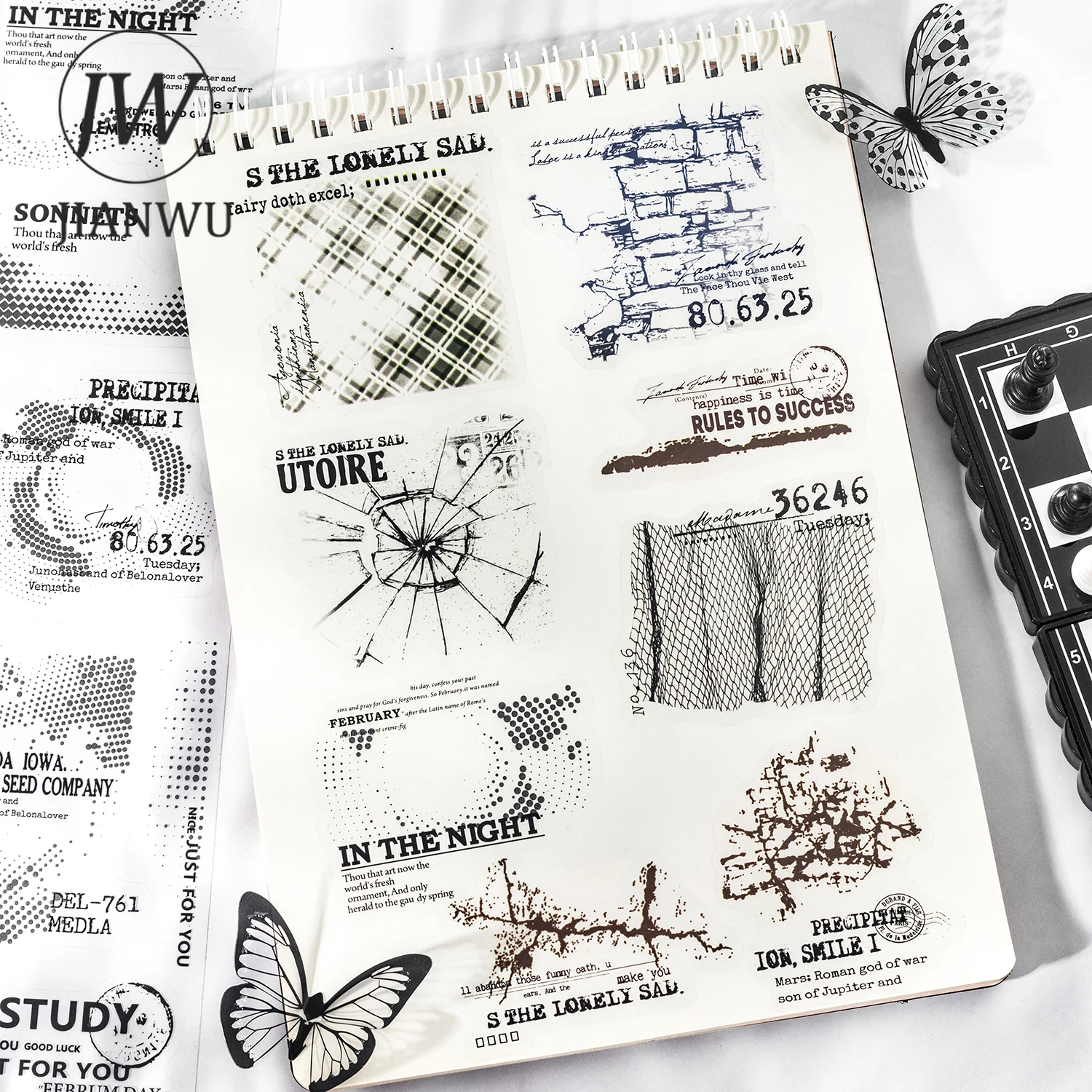 JIANWU 65mm*200cm Motteld Fantasy Series Vintage Texture Landscape Material Collage PET Tape Creative DIY Journal Stationery