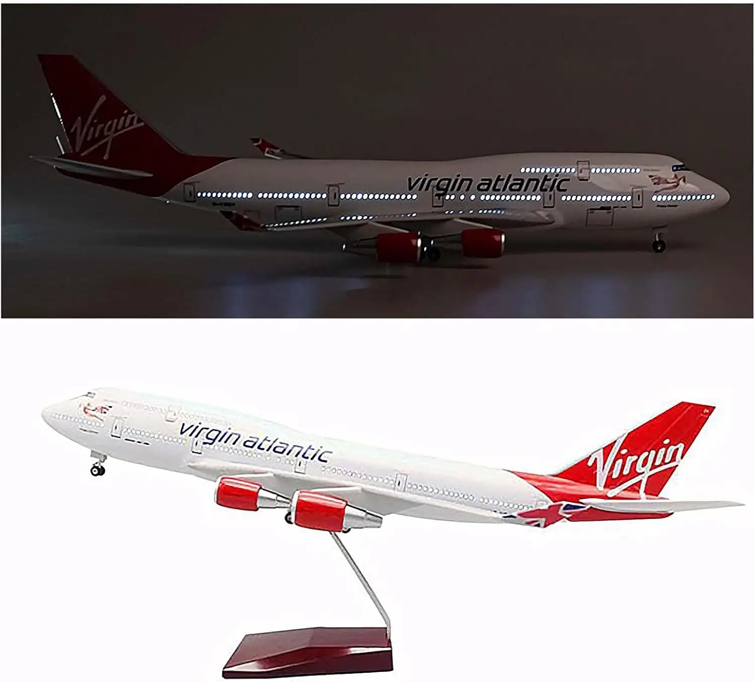 

1:150 Scale Model British Virgin Atlantic B747 Plane with Light Airplane Aircraft Die-cast Resin Aviation Hobbies for Collection