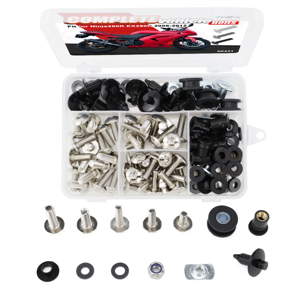 

For Kawasaki EX250R 2008-2011 2012 EX 250R EX250 R Fairing CIips Nuts Screws Grommets Motorcycle Complete Full Fairing Bolts Kit