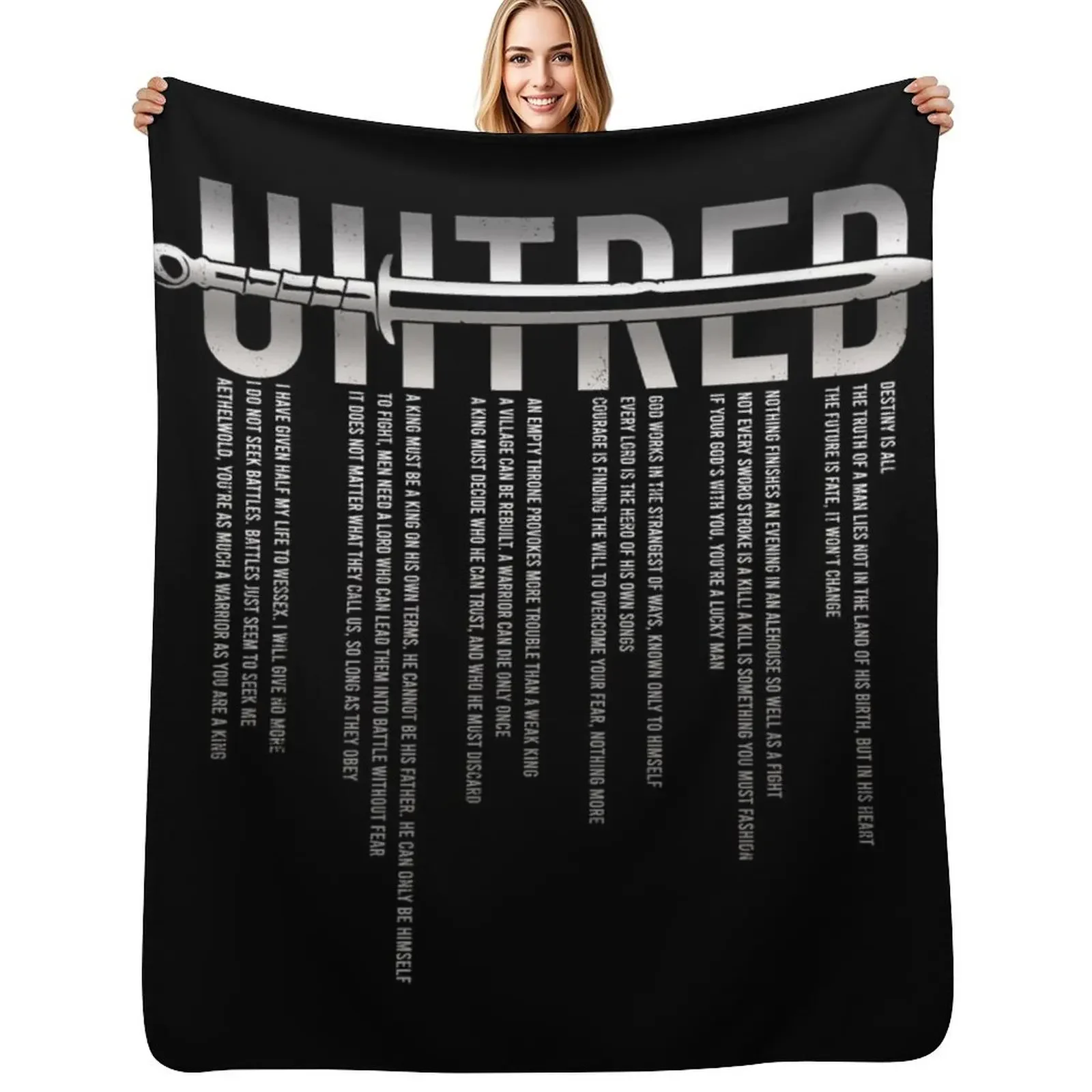 

Uhtred Sword - The Last Kingdom Quotes Throw Blanket For Sofa Thin cosplay anime Decorative Throw Beach Blanket