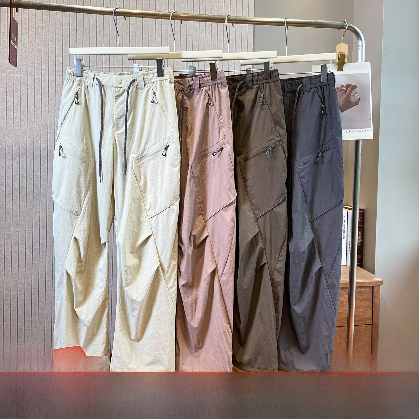 

3D Knife Cut Drop Pants Men's Women's Autumn Casual Pants Multiple kets Dstring Breathable Long Pants