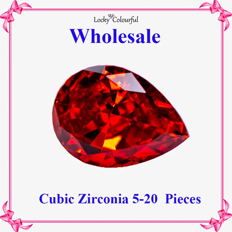 

Cubic Zirconia Wholesale Crushed Ice Cut Pear Shape Red Color Charms Beads for Diy Jewelry Making Ring Materials No Certificate