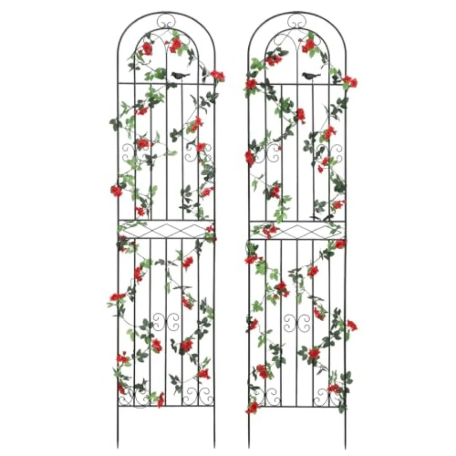 

x 19.7" W Metal Garden Trellis wit Black Coating, Wire Lattice Grid Panel for Climbing Plants Outdoor Roses Vine Cucumbers Vege