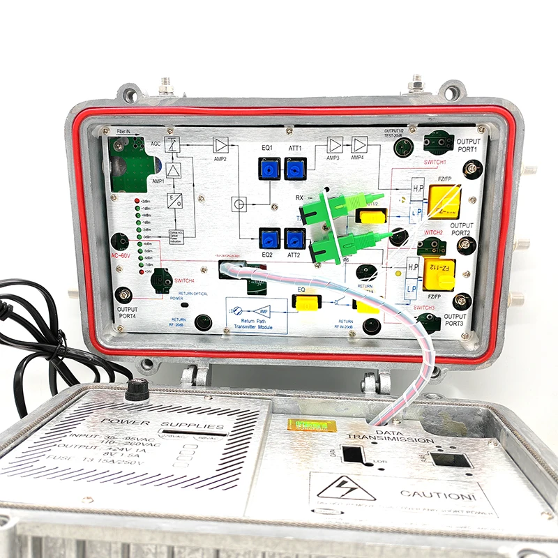 Outdoor Waterproof AGC FTTH CATV Optical Receiver With Return Path 65/87 HFC Node 4 Way RF Output Level 110dBuV Factory Wholesal