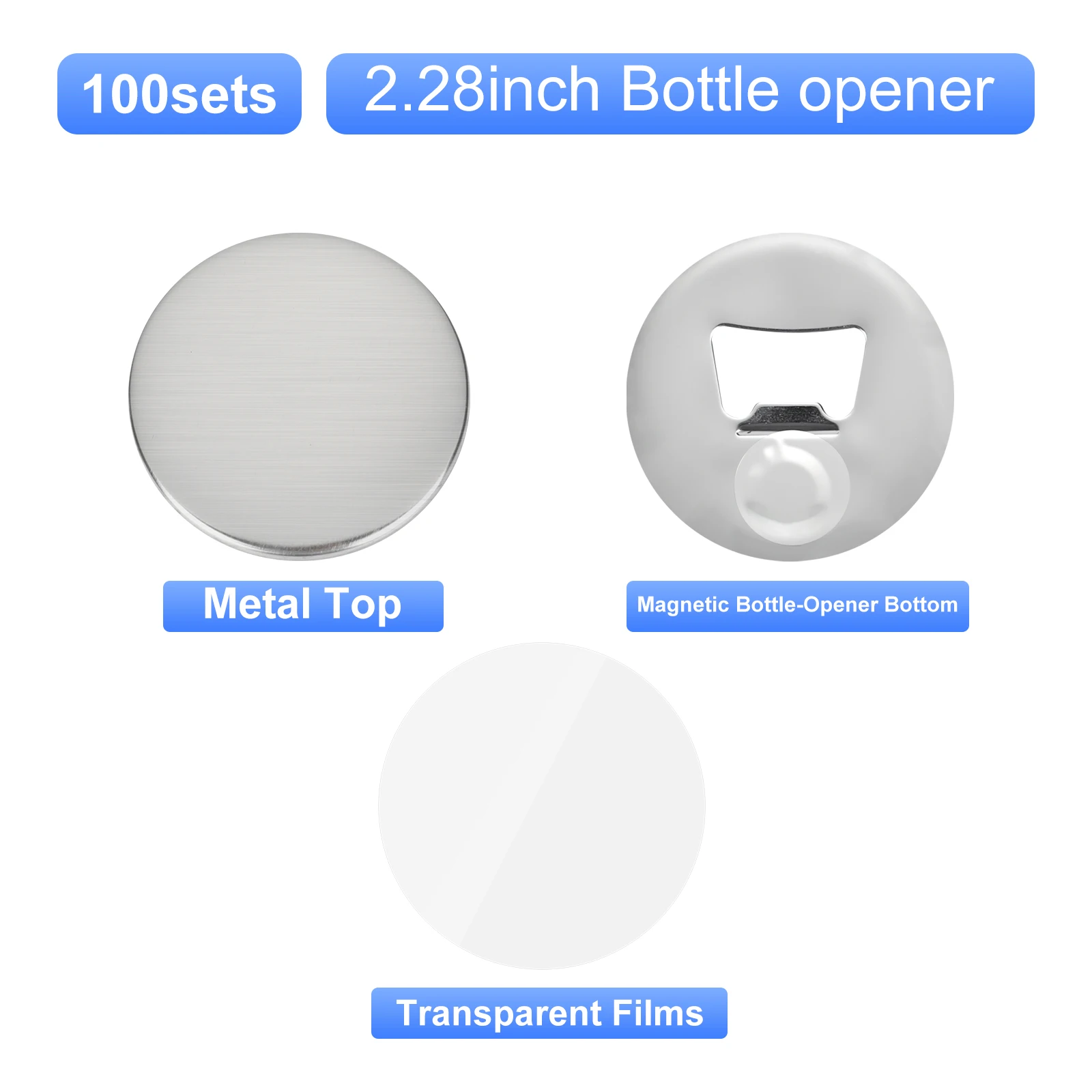 

58 мм открывалка для бутылок, набор материалов для самостоятельного изготовления, 100 шт., металлические материалы для бейджей для машин для изготовления бейджей