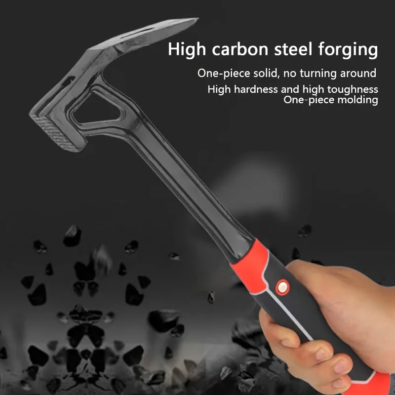 

‌High Carbon Steel Mattock Hammer - Heavy Duty Gardening/Carpentry Tool, Non-Slip Shock Absorbing Grip, One-Piece Construction