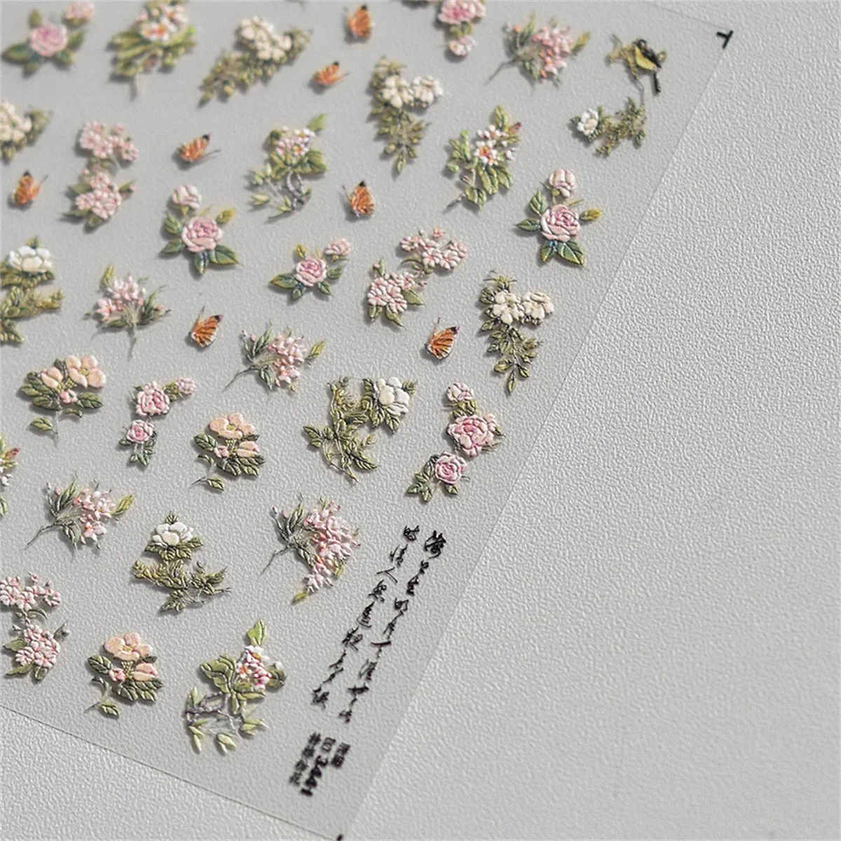 1pcs 5D Japanese Pink Petal Embossed Nail Art Stickers Elegant Retro Flower Self Adhesive Transfer Nail Decorations Decals DIY image 4