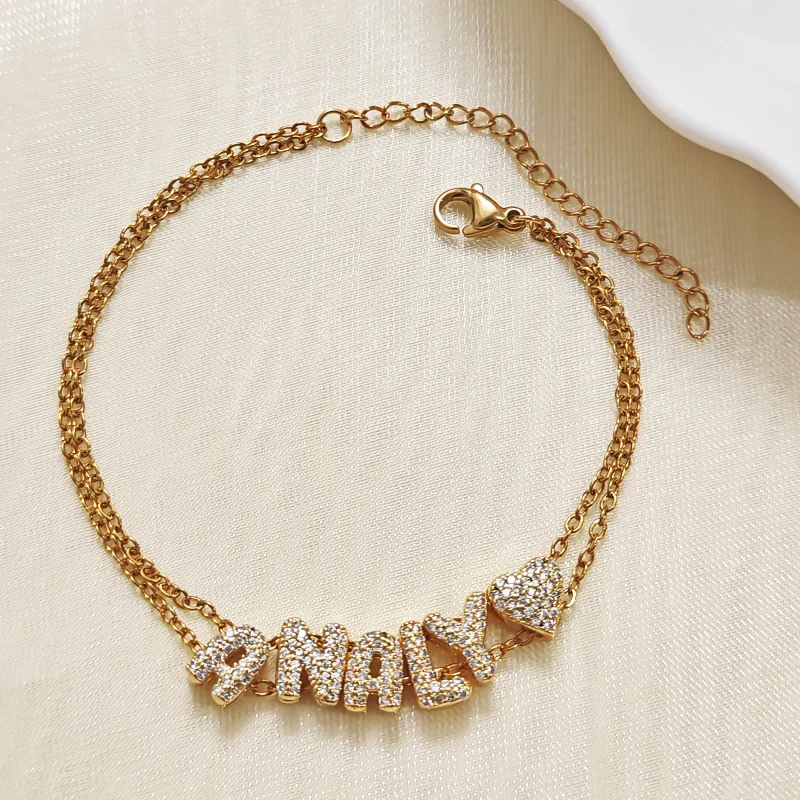 Gifts Jewelry Women's Customized Letter Date Personalized Crystal Letter Bracelet Gifts Women - Image 3
