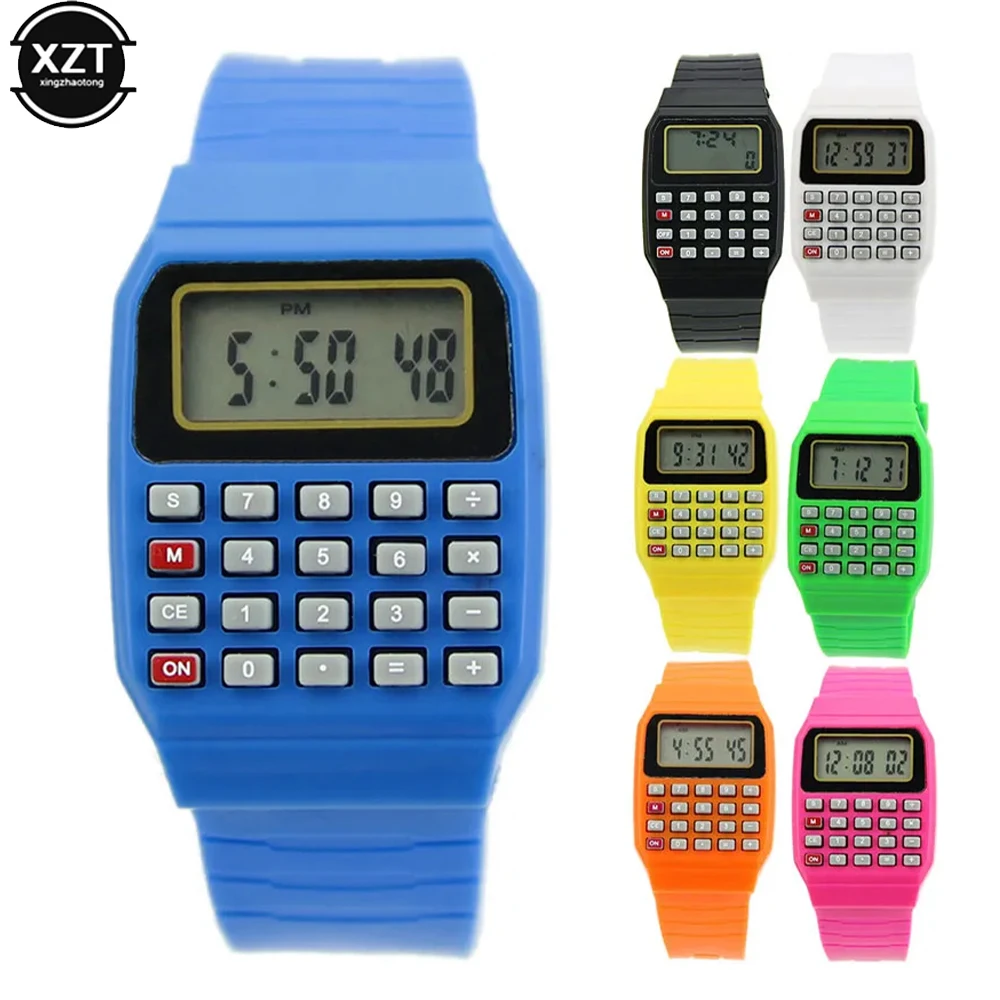 NEW Children's Electronic Calculator Watch Micro Calculator Silicone Date Multi-function Watch Mini Calculator Portable Watch