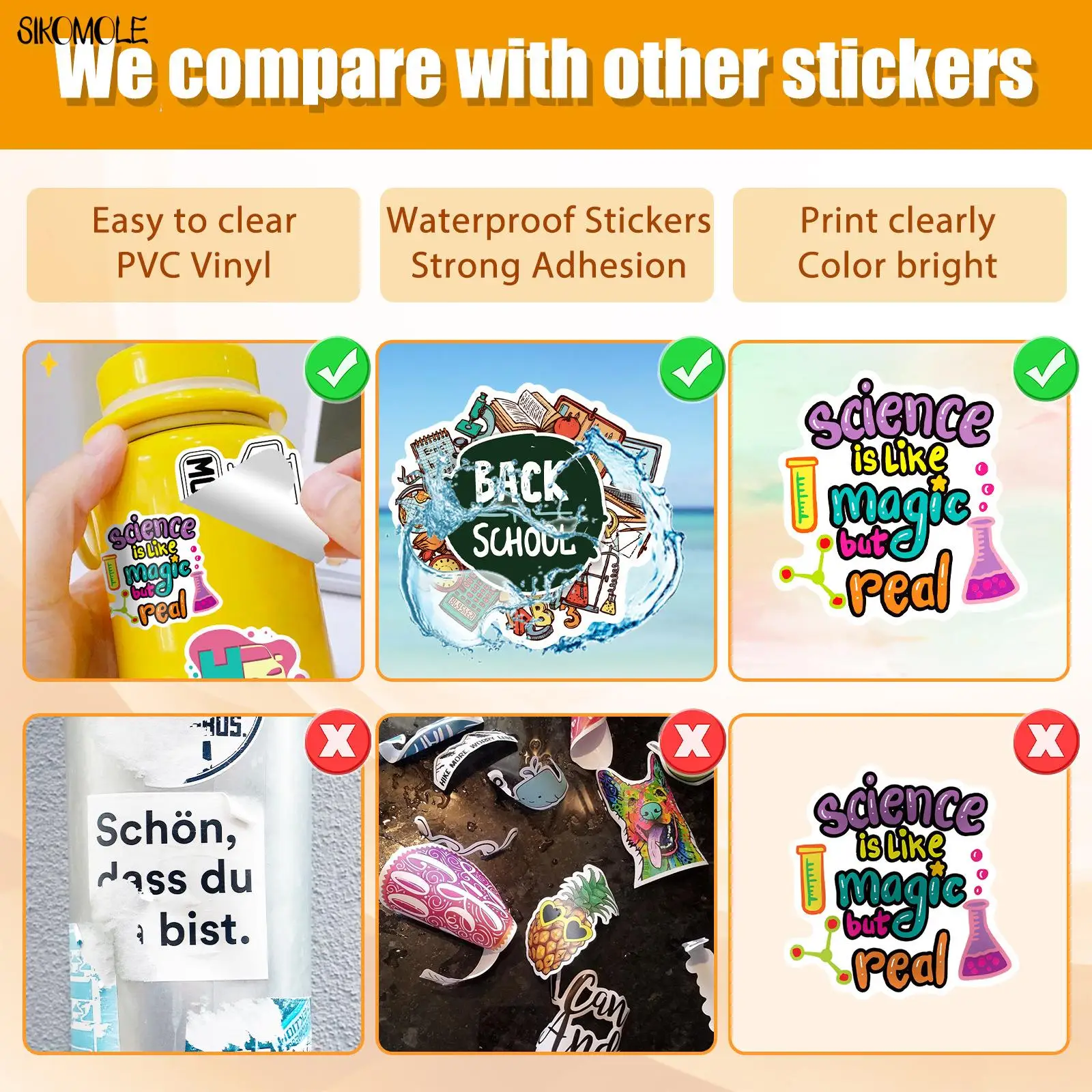 10/30/50PCS Cartoon Science Physics Stickers Chemistry Laboratory Kids DIY Guitar Luggage Suitcase Decals Graffiti Sticker Pack