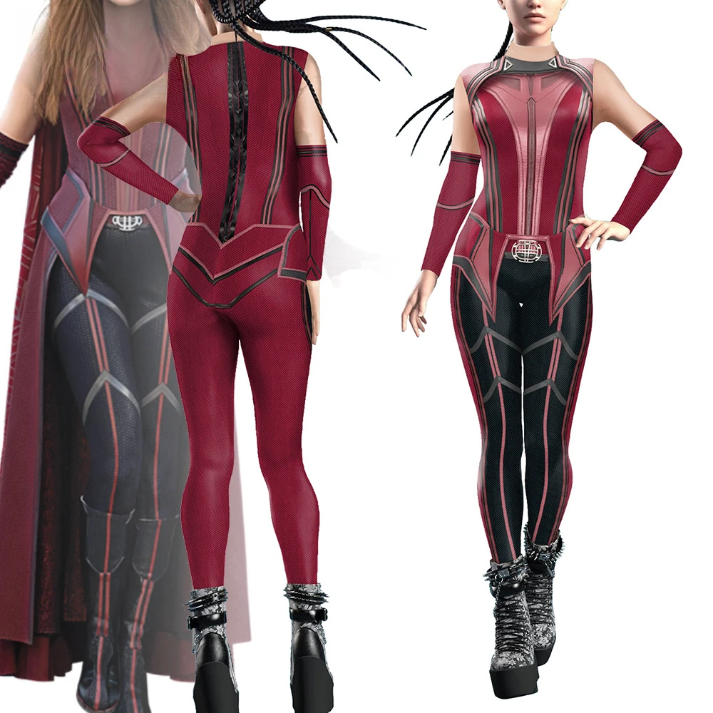 

Adult Halloween Scarlet Cosplay Witch Maximoff Wanda Vision Cosplay Costume Carnival Stage Performance Party Outfit