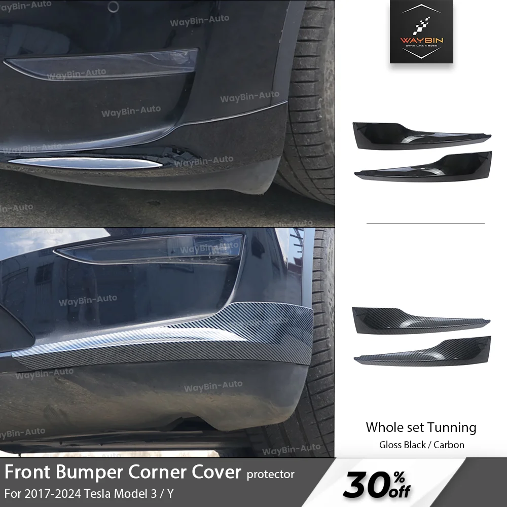 

For Tesla Model 3 Y 2017-2024 Front Bumper Corner Protector Anti Collision Strips Corner Guard Bumper Lip Auto Accessories Cars