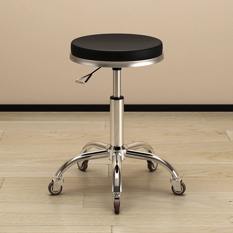 

Modern Design Bar Stool Reception Desk Lounge Barber Wheels Round Bar Stool Swivel Waiting Cadeira Giratoria Counter Furniture