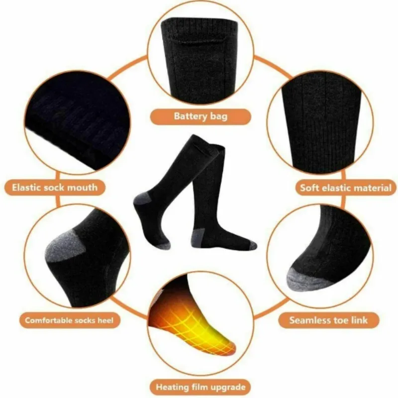 Winter Heated Socks Rechargeable Heating Socks Massage Warmth Anti-Freezing For Fishing Camping Hiking Skiing And Foot Warmer