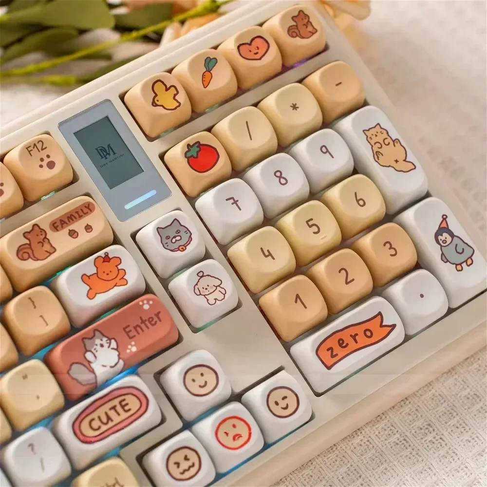 

Kindergarten MOA Keycap Set PBT 132 Keys Cute Cartoon Puppy Kitten Girl for 60/84/98/108 Mechanical Keyboards